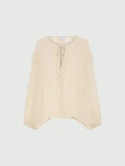 Blusa con volant - SABBIA