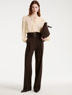 Blusa con volant - SABBIA