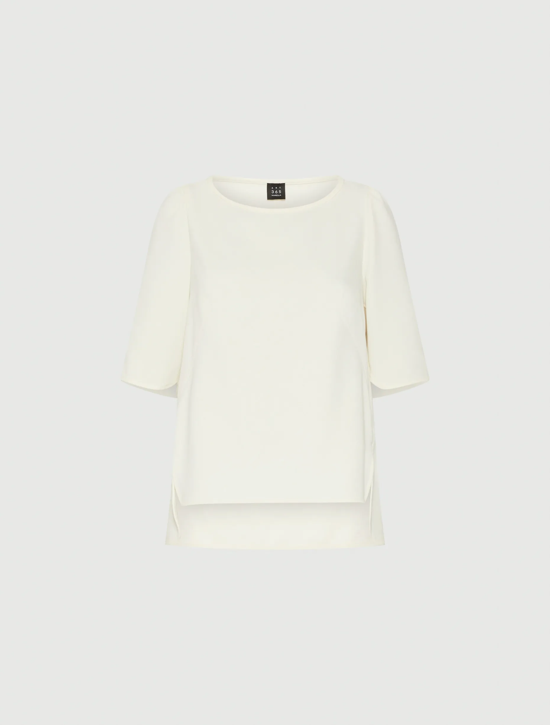 Blusa in envers satin con manica corta - BIANCO LANA