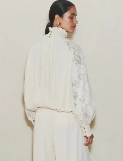 Blusa in georgette - BIANCO LANA