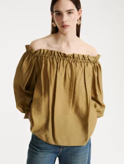 Blusa in georgette stampata - KAKI