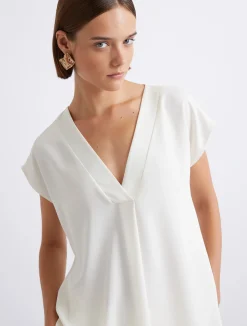 Blusa in satin fluido - BIANCO LANA