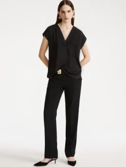 Blusa in satin fluido - NERO