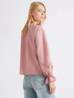 Blusa in seta con rouche - ROSA