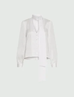 Blusa in seta e viscosa - BIANCO