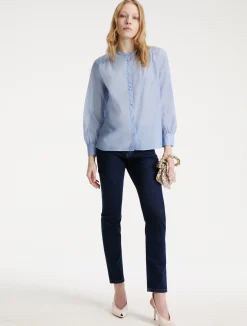 Blusa in voile di seta - AZZURRO