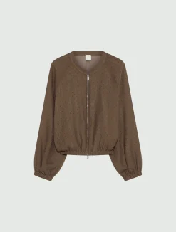 Bomber oversize con micro strass - MARRONE