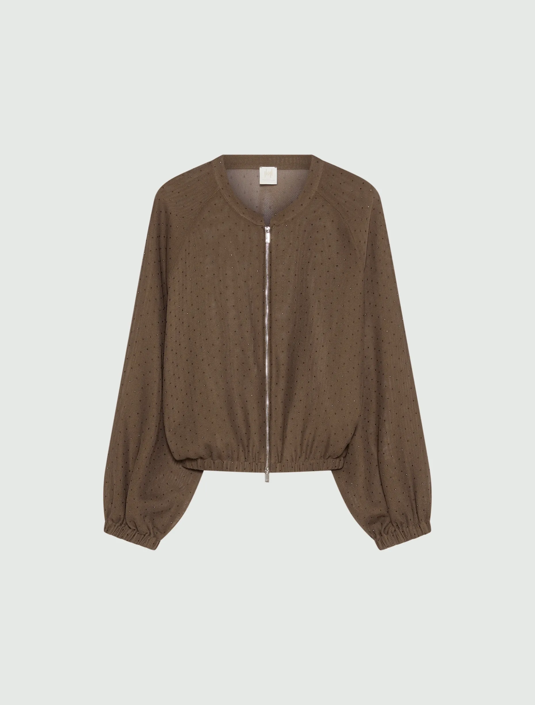 Bomber oversize con micro strass - MARRONE