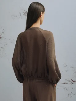 Bomber oversize con micro strass - MARRONE