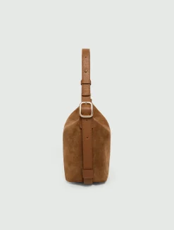 Borsa compatta in pelle scamosciata - CUOIO