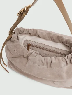 Borsa in pelle scamosciata con coulisse - TORTORA
