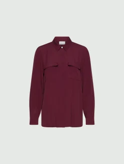 Camicia con taschini in misto seta - BORDEAUX