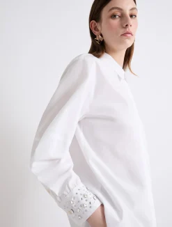 Camicia in cotone con cristalli - BIANCO OTTICO