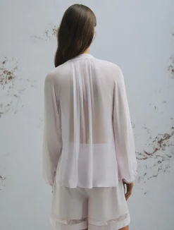 Camicia in creponne con maniche a ampie - ROSA