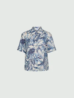 Camicia in mussola stampata - Azzurro