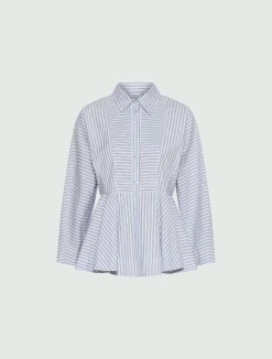 Camicia in popeline con baschina - AZZURRO