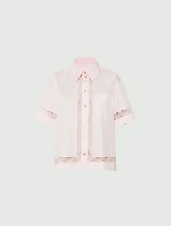 Camicia in popeline con pizzo - ROSA