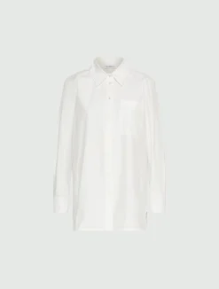 Camicia in popeline di cotone lavato - BIANCO