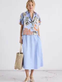 Camicia in popeline di cotone - AZZURRO