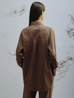 Camicia in popeline leggero - MARRONE