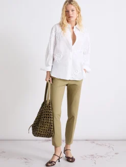 Camicia in popeline ricamato - BIANCO