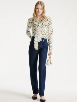 Camicia in pura seta con sciarpina - BIANCO
