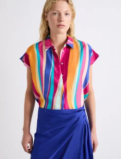 Camicia in seta con nodo - FUXIA