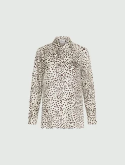 Camicia in twill di seta stampato - PANNA