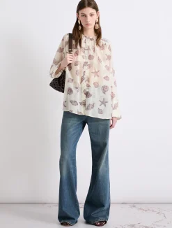 Camicia in voile di seta - BIANCO LANA