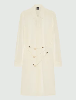 Camicia lunga in georgette con collana - BIANCO LANA
