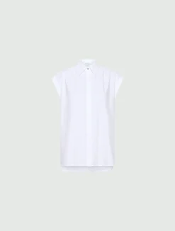 Camicia smanicata in popeline - BIANCO OTTICO