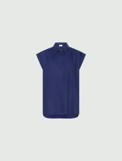 Camicia smanicata in popeline - BLU