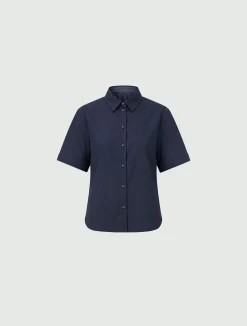 Camicia svasata in popeline - Blu
