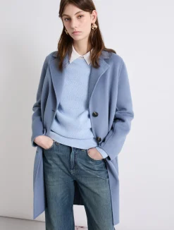 Cappotto monopetto in double - AZZURRO