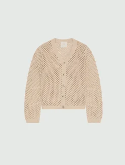 Cardigan a rete con strass - BIANCO LANA