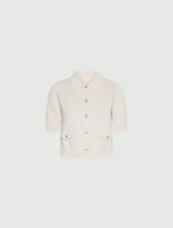 Cardigan in cotone e seta - PANNA