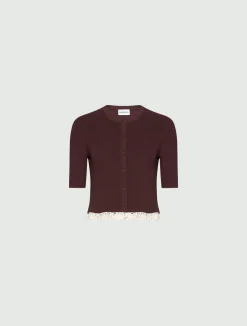 Cardigan in maglia di misto viscosa - MARRONE