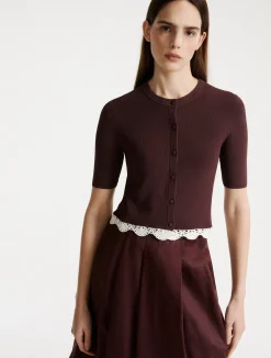 Cardigan in maglia di misto viscosa - MARRONE