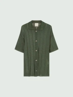 Cardigan in viscosa a maniche corte - VERDE