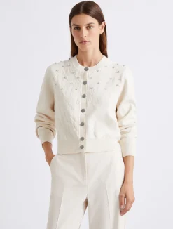 Cardigan in viscosa e cotone - PANNA