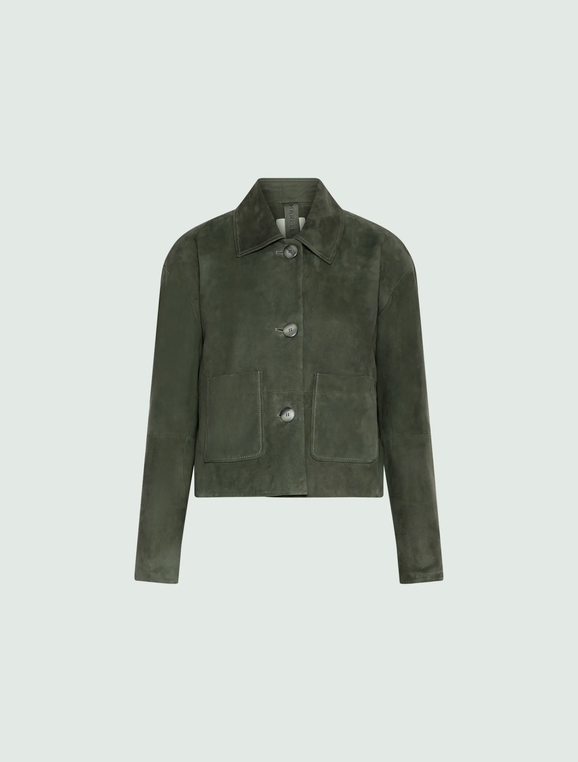 Giacca boxy in suede - VERDE