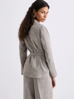 Giacca camicia in lino - MARRONE