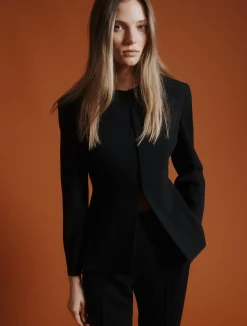 Giacca girocollo in envers satin - NERO