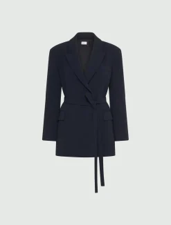 Giacca in cady con cintura - BLU