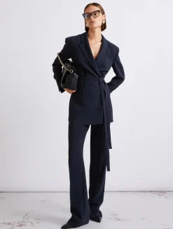 Giacca in cady con cintura - BLU