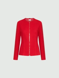 Giacca in stuoia di cotone stretch - ROSSO