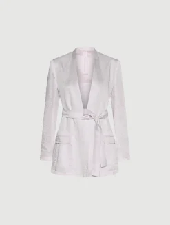 Giacca in twill con cintura - ROSA