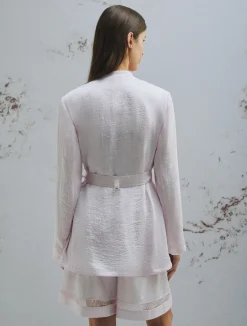 Giacca in twill con cintura - ROSA