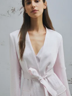 Giacca in twill con cintura - ROSA