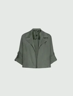 Giacca in viscosa e lino stretch - VERDE